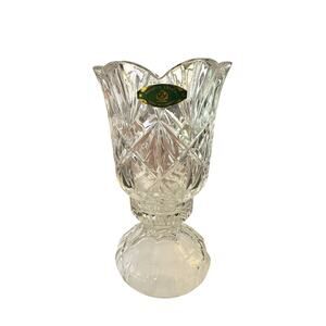 New with Tag Honour Crystal Slovakia Cut Glass Two Piece Votive Fairy Lamp